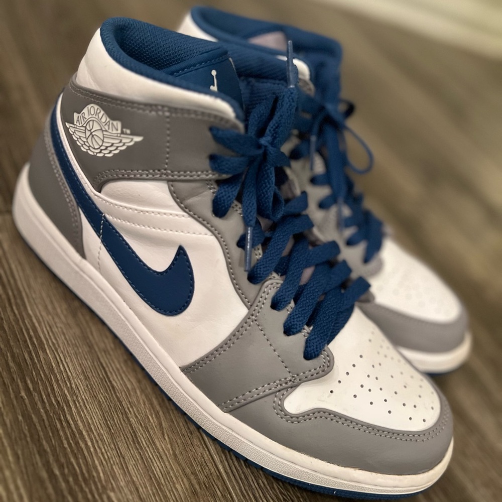 Nike Air Jordan 1 Mid Blue and Gray